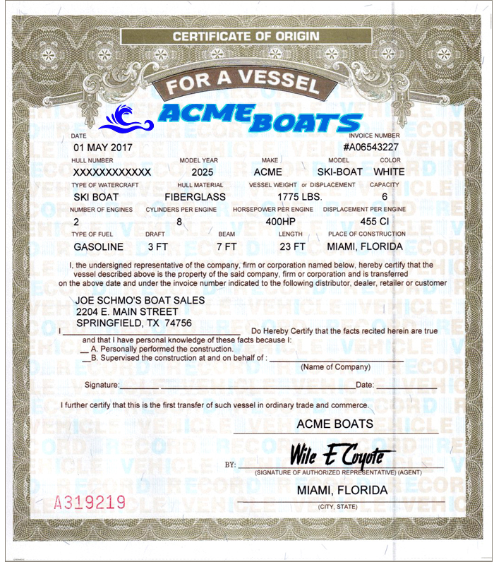 Sample Printed Boat MCO W COMPANY LOGO